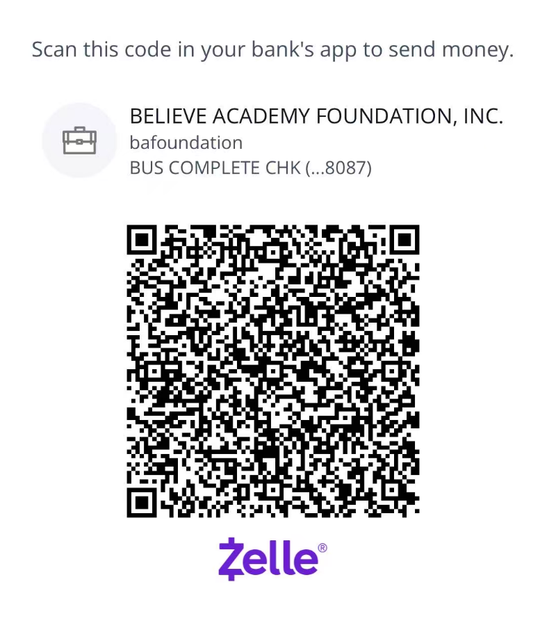 Zelle QR Code - BELIEVE ACADEMY FOUNDATION